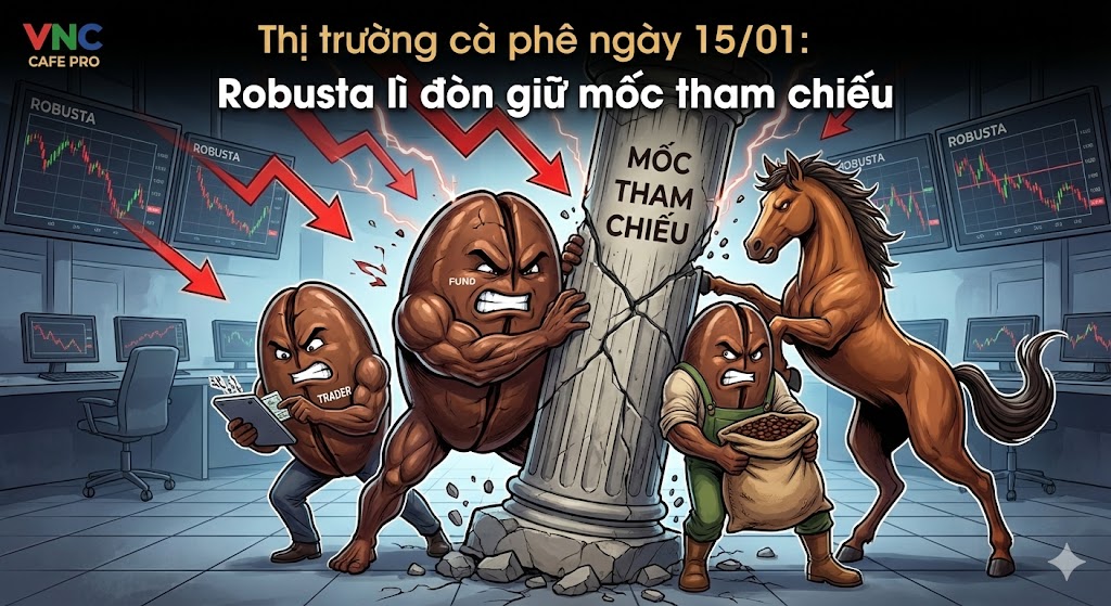 Thị trường cà phê ngày 15/01: Robusta lì đòn giữ mốc tham chiếu